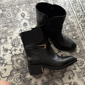 Vince Camuto Black Leather Mid-Calf Boots